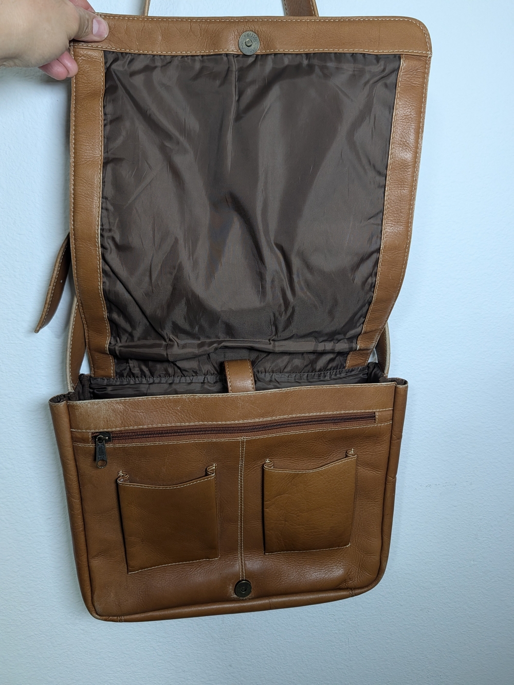 Classic Tan Leather Crossbody Bag - Timeless Women's Shoulder Bag - Picture 6 of 16